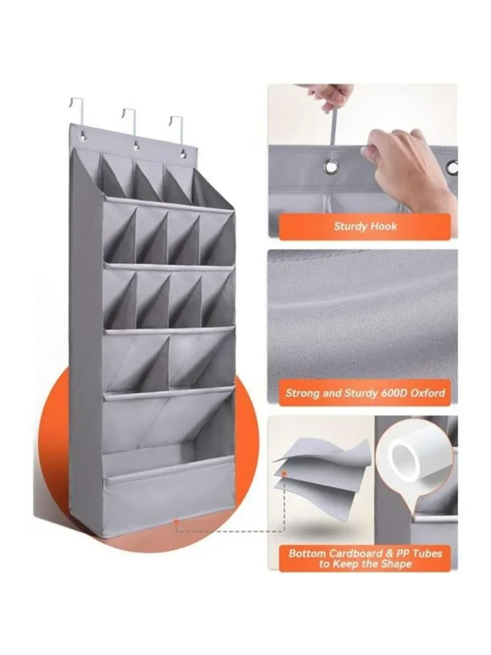Over Door Shoe Organizer Hanging Rack 15 Pocket Closet Wall Storage Holder